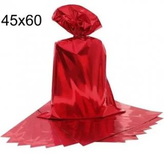 Pacote Presente Saco Metalizado Vermelho 45X60