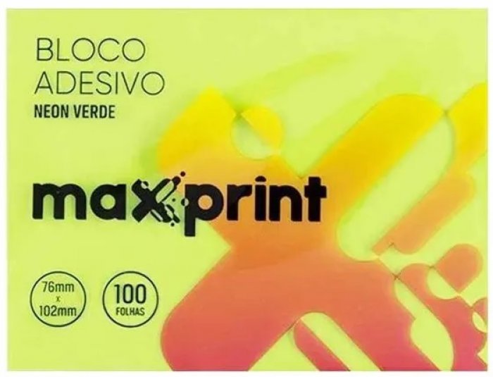 Bloco Adesivo **Maxprint** 743421 *76X102* Verde Neon 100FLS