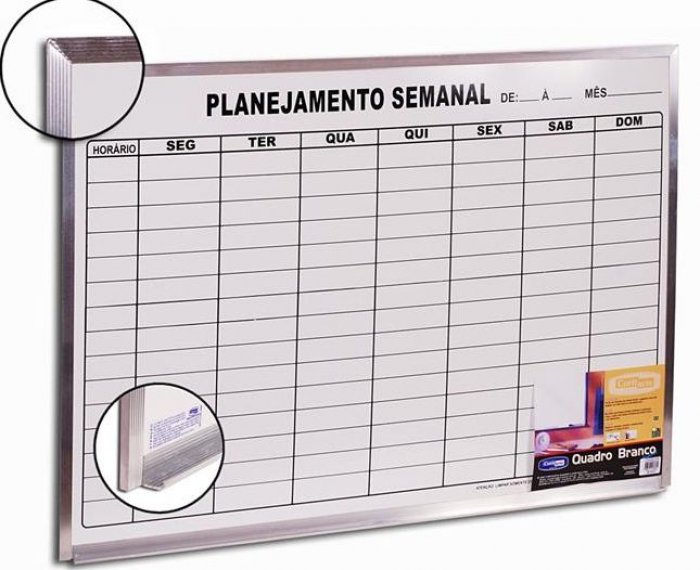 Quadro Branco 60X90 Mold Al. *planejamento Semanal
