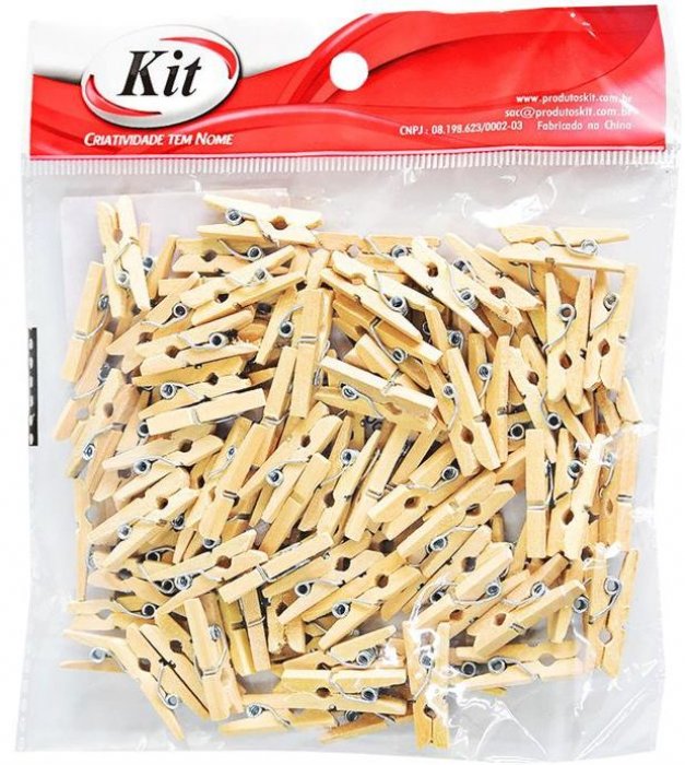 Prendedor/grampo Madeira Miniatura  Pct/100  Kit 309084