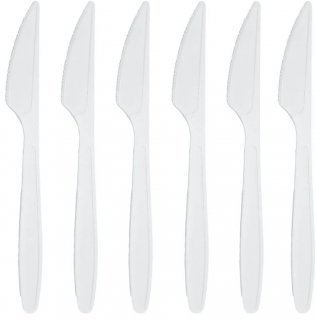 Faca Descartavel Sobremesa Branco Mexa Bem - Pct/50 - 13Cm