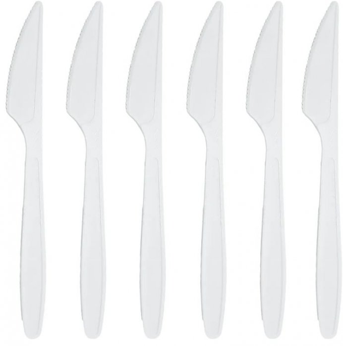 Faca Descartavel Sobremesa Branco Mexa Bem - Pct/50 - 13Cm