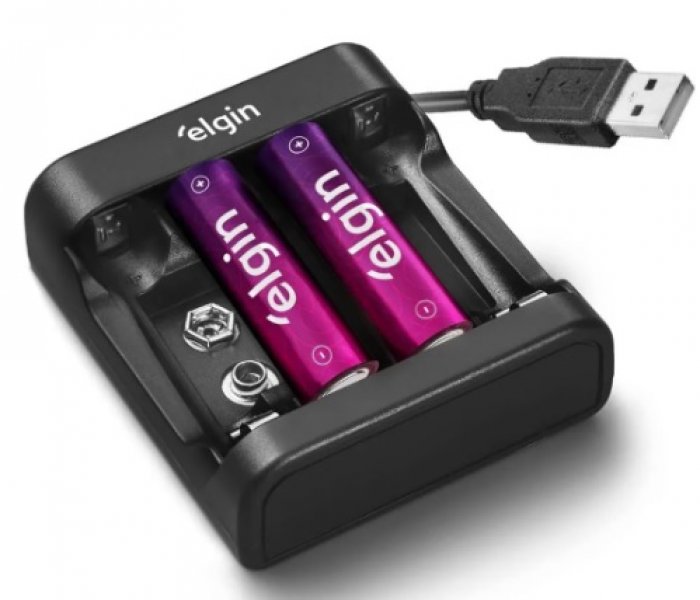 Carregador de Pilha USB AA/AAA/9V - C/2 Pilhas AA - Elgin