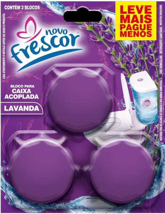 Pastilha Sanitaria P/Caixa Acoplada Novo Frescor 45G C/3 - Lavanda