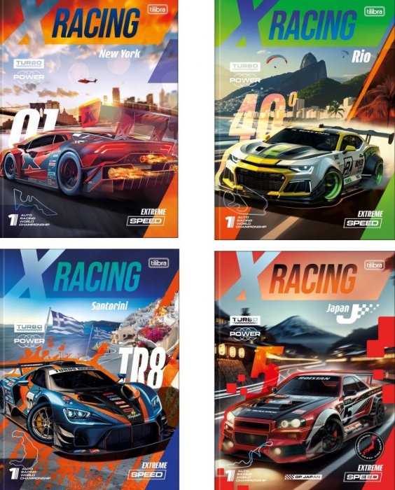 Caderno CD Univ Cost 48 FLS X-Racing Tilibra