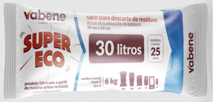 Saco Lixo Azul 030L/40L 59X62 PCT/25 6KG Vabene