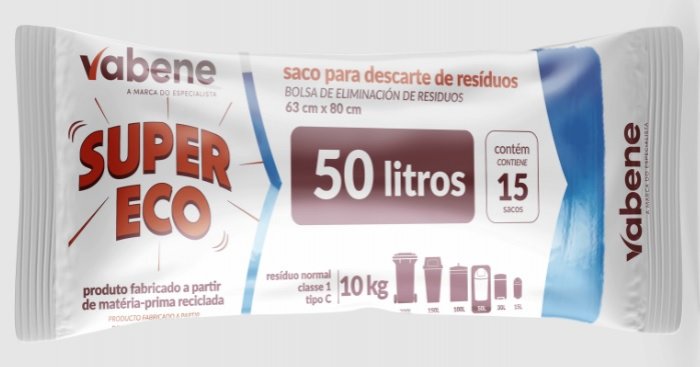 Saco Lixo 050/60L Azul 63X80 *PCT/15* 10KG Vabene
