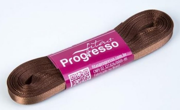 Fita Cetim 07MM X 10 MT Marrom Progresso