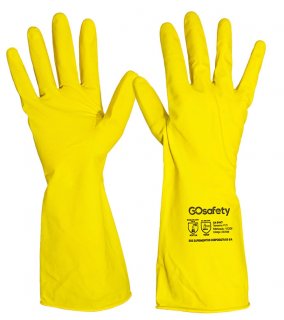 Luva Latex Flocada Amarela *8-M* Go Safety Forrada Ca51147