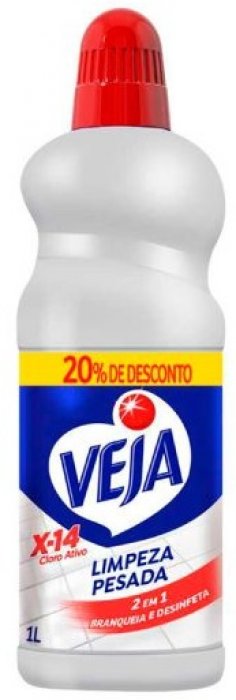 Limpador Veja X14 Cloro Ativo 1 Litro Limpeza Pesada 2X1