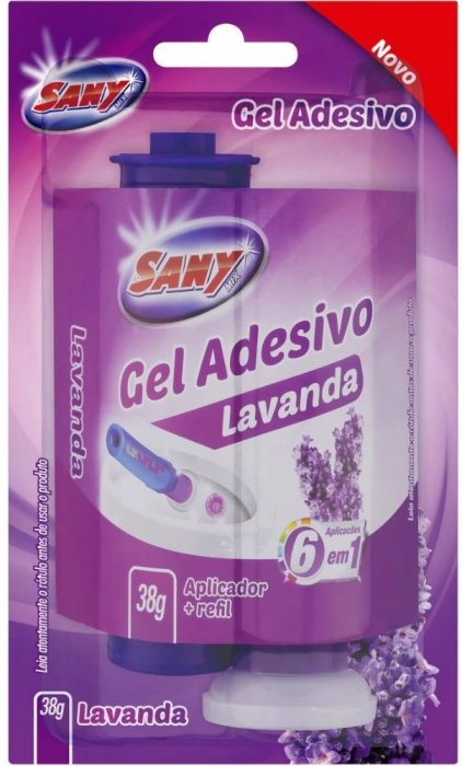 Gel Adesivo Sanitario C/Refil Lavanda Sany 38G - 6 Aplicacoes