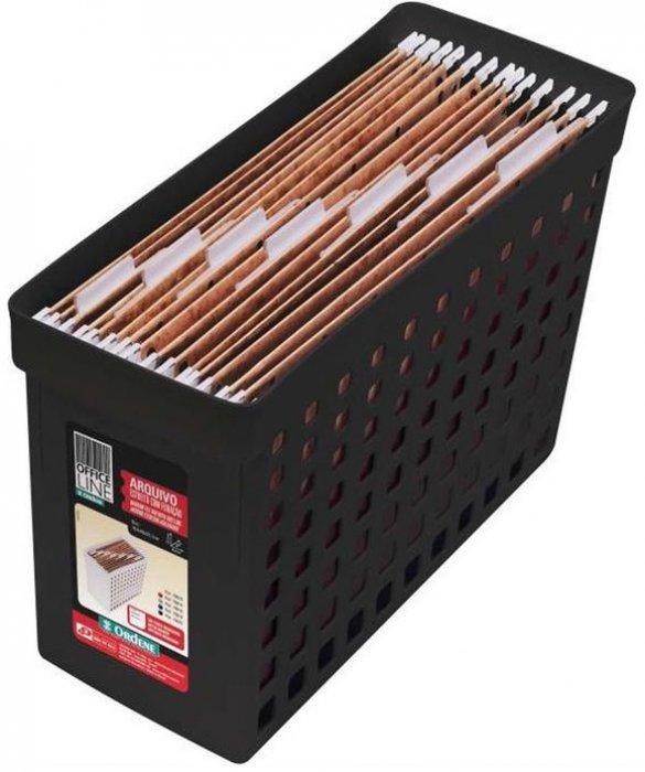 Caixa Organizadora Preta Estreita Alto P/Pasta Susp. 70022 Ordene