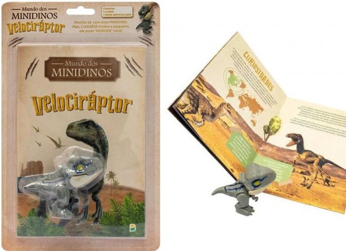 Livro Brinquedo - Mundo dos Minidinos: Velociraptor