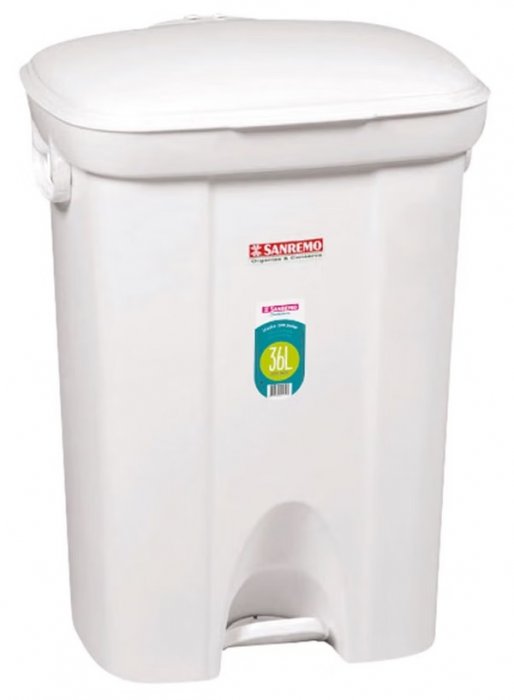 Lixeiro Plastico C/Pedal 36L Branco Sanremo 298/1