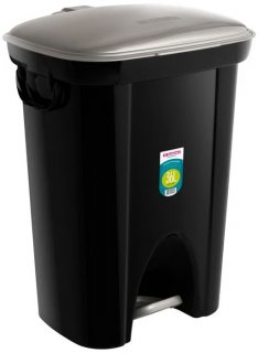 Lixeiro Plastico C/Pedal 36L Preto Sanremo SR298