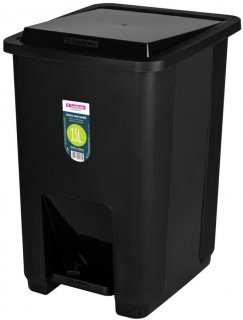 Lixeiro Plastico C/Pedal 15L Preto Sanremo SR2215