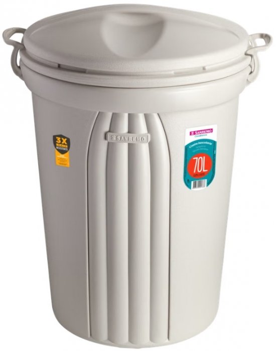 Lixeiro Plastico C/Tampa 70L Branco Sanremo REF290