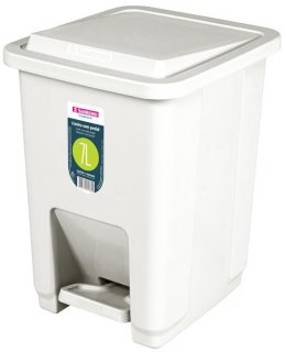 Lixeiro Plastico C/Pedal 07L Branco Sanremo SR2207